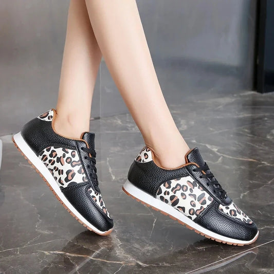 2025 Spring Women's Running Shoes, Casual Walking Training Shoes, Fashion Leopard Pattern Comfortable Casual Tennis Shoes Good Vibrations