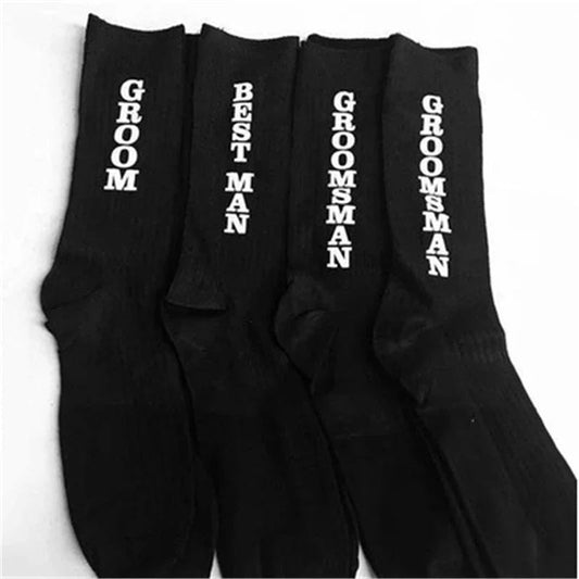 New Funny Wedding Socks Black Groomsmen gift Best Man Groom Happy Wedding gift Good Vibrations