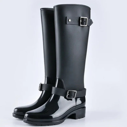 Women's Rain Boots Waterproof Rain Boots Fashion Non-slip Long Tube Water Shoes Korean Version Mid-tube Adult Water Boots Women Good Vibrations