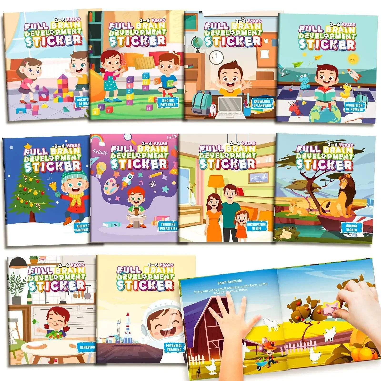 10/20 Volumes of New Sticker Book Focus Potential Development Stickers Children Enlightenment Baby Early Education Book Good Vibrations