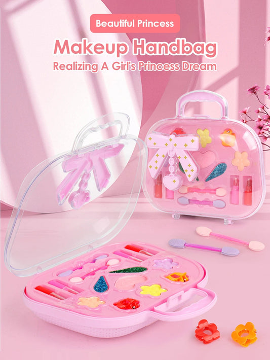 Children's Beauty Small Handbag Toy Girl Makeup Bag, Makeup Toy Princess Washable Pretend Play Makeup Set Toy Good Vibrations