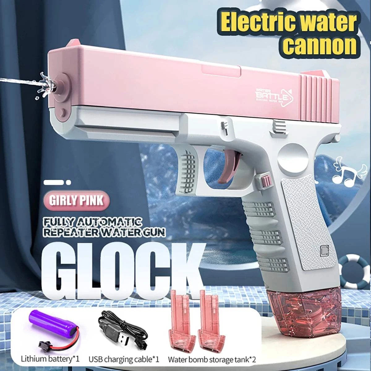 Electric Water Gun Rechargeable Automatic & Manual Spray Gun Capacity Range Up to 32 FT Range for Adults & Kids Good Vibrations