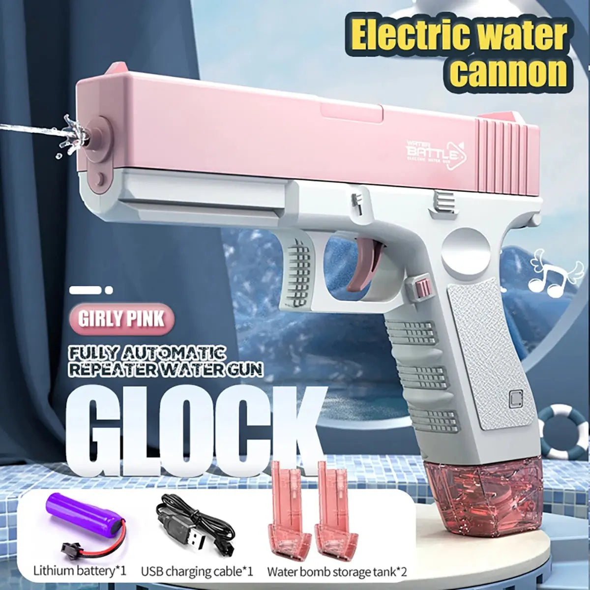 Electric Water Gun Rechargeable Automatic & Manual Spray Gun Capacity Range Up to 32 FT Range for Adults & Kids Good Vibrations