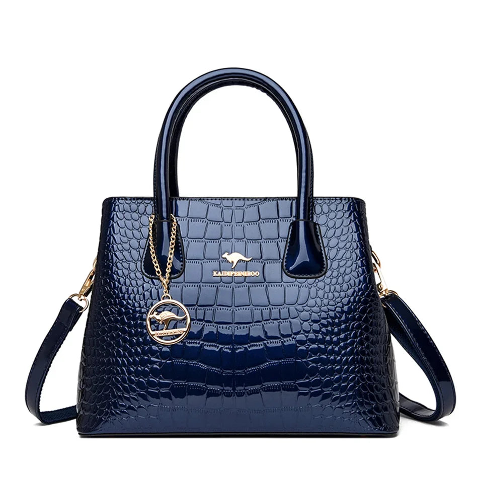 Luxury Patent Leather Crossbody Bags Women Crocodile Pattern Sac 2024 Large Capacity Ladies Shoulder Tote Bags Designer Purse Good Vibrations