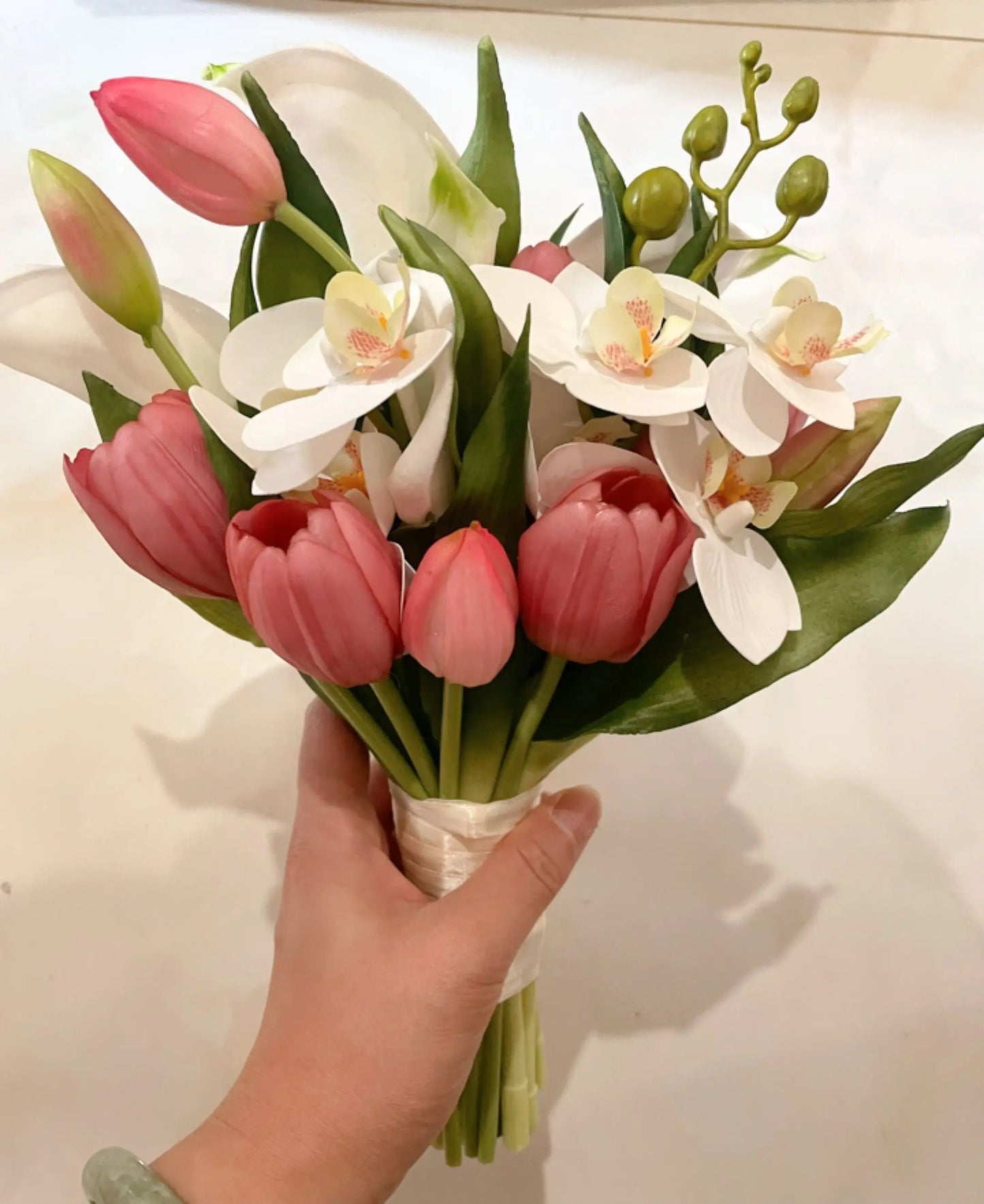 Wedding Bouquet Bridal Artificial Silk Flowers Foam Roses Bouquet Lace Decoration Natural Wedding Flowers Good Vibrations