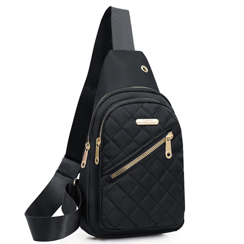 Neutral style backpack for men and women, with multiple color slanted fabric and nylon material. Suitable for travel. Good Vibrations