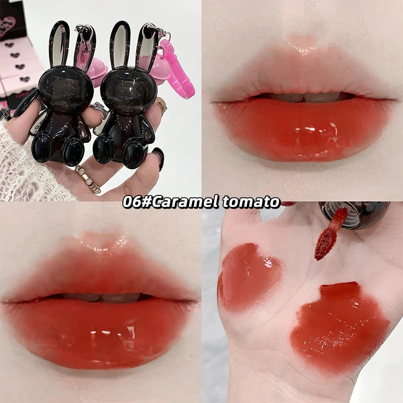Gege Bear Pink Rabbit Velvet Matte Lip Cream Black Rabbit Water light lip glaze matte mirror pendant lipstick lip gloss Good Vibrations