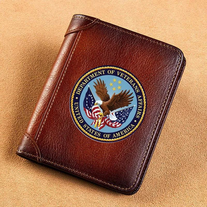 High Quality Genuine Leather Men USA FBI Department Of Justice Printing Cover Short Card Holder Purse Luxury Brand Male Wallet Good Vibrations