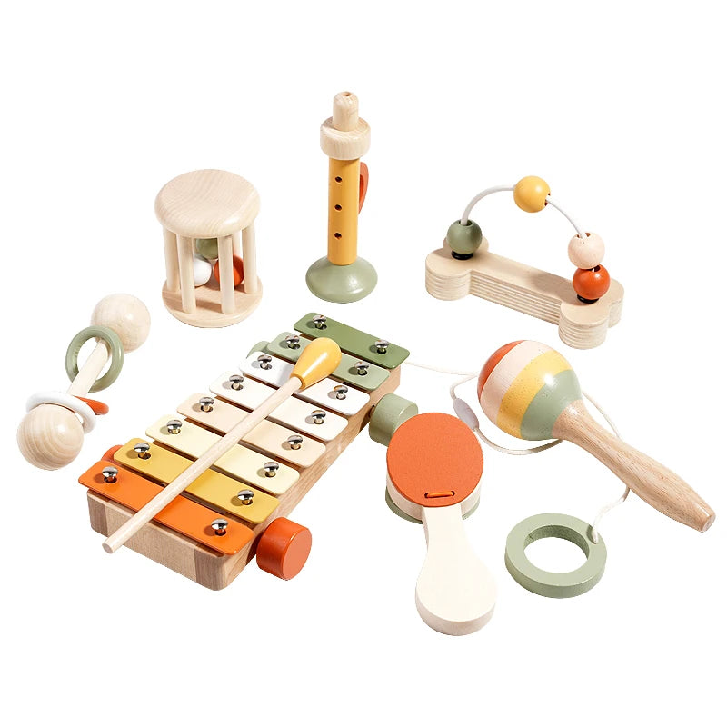 Wooden Musical Instrument Toy Set Includes a variety of instruments like xylophones and rattles Kids will have a blast playing m Good Vibrations