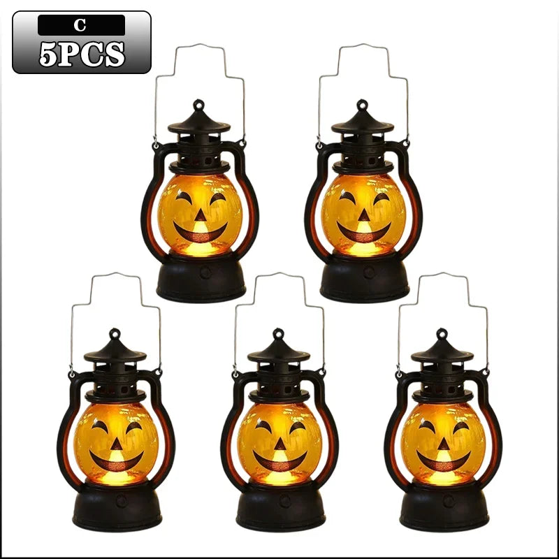 1-10PC Halloween Pumpkin Ghost Face Lamp Portable Skull Decoration Light for Bar Party Table Atmosphere Prop Halloween Decor Use Good Vibrations