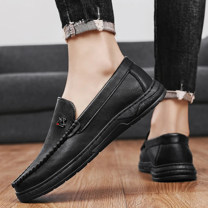 High Quality Breathable Formal Mens Dress Shoes Italian Mens Loafers Luxury Brand Leather Men Casual Shoes Slip-on Driving Shoes Good Vibrations