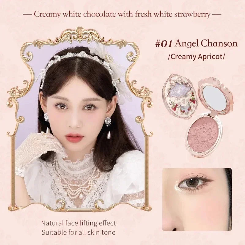 Flower Knows Makeup Unicorn Strawberry Rococo Embossed Blush On Natural Cheek Matte Long Lasting Blusher Makeup 6 Colors 5g Good Vibrations