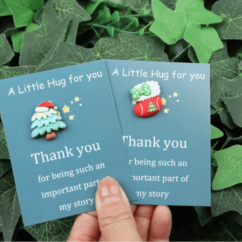 10pcs Mini Hug Cards with Resin Decorations Christmas Birthday Valentine Greeting Thank You Cards Bulk Gifts for Friends Family Good Vibrations