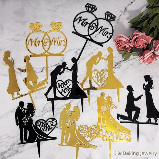 Valentine's Day Cake Plug-in Wedding Anniversary Wedding Proposal Acrylic Cake Insertion Dress up Card Baking Ornaments Good Vibrations