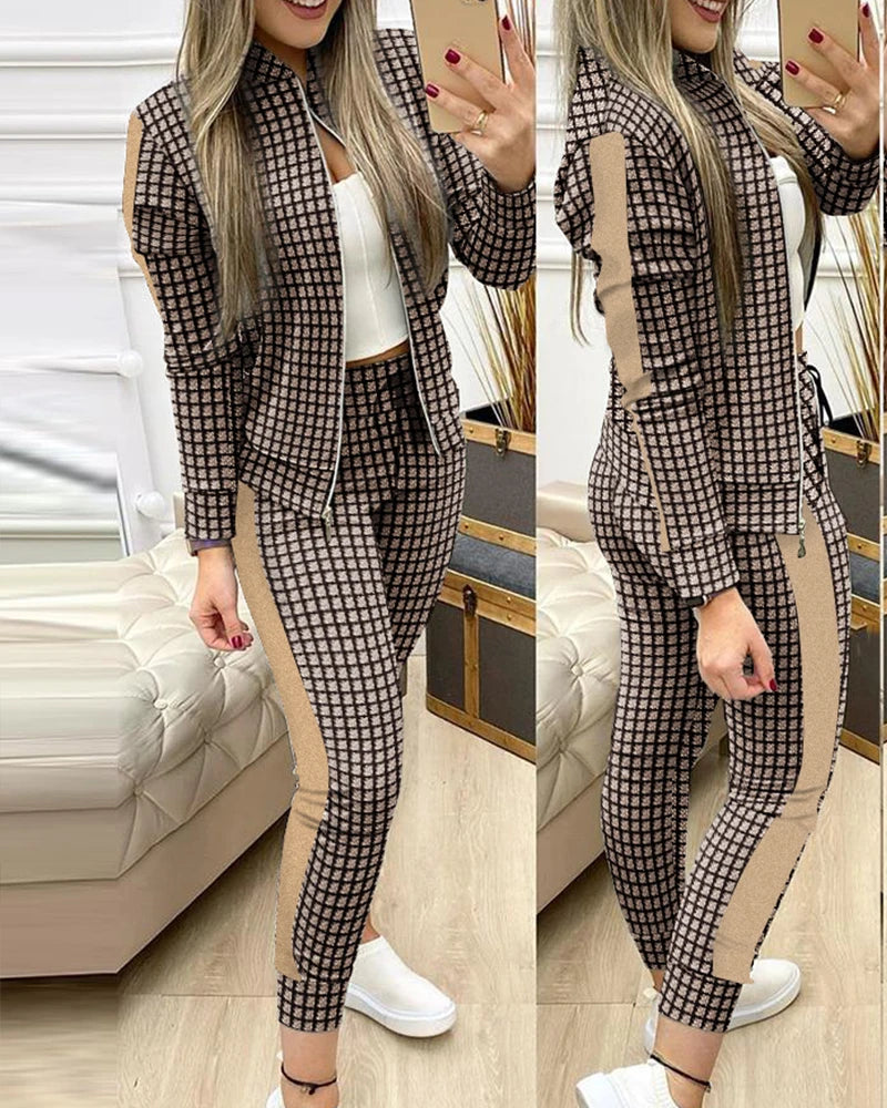 Ladies Commuter Wear Notched Collar Long-Sleeve Suit Jacket Casual Pants Elegant Office Work Clothes 2023 Fashion Two-Piece Set Good Vibrations
