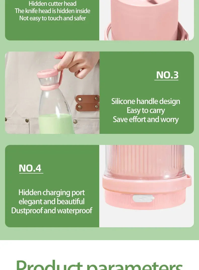 Electric Juicer Cup 6 Blades Blender Milkshake Machine USB Portable Fruit Milk Mixing Tool Mini Fresh Juice Blender Good Vibrations Adult Super Store