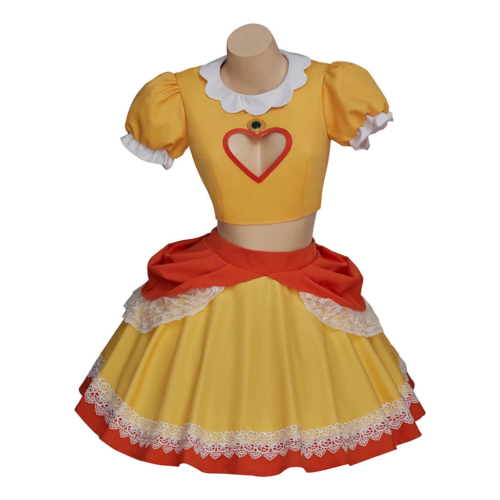 Halloween Party Princess Costume Fancy Dress Peach Sisters Daisy Sexy Dress Bowsette Tops Skirts Set Cosplay Good Vibrations