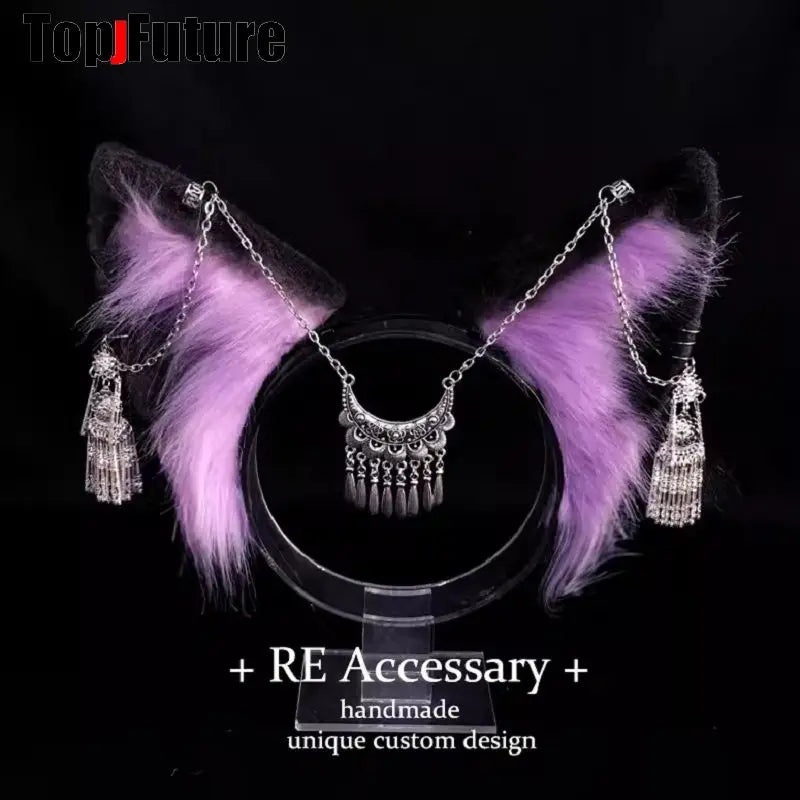 Harajuku Halloween Gothic Punk LolitaWomen Cosplay Animal Wolf Ears Headdress Plush Hairband Furry Lolita Headband Anime GOOD Vibrations