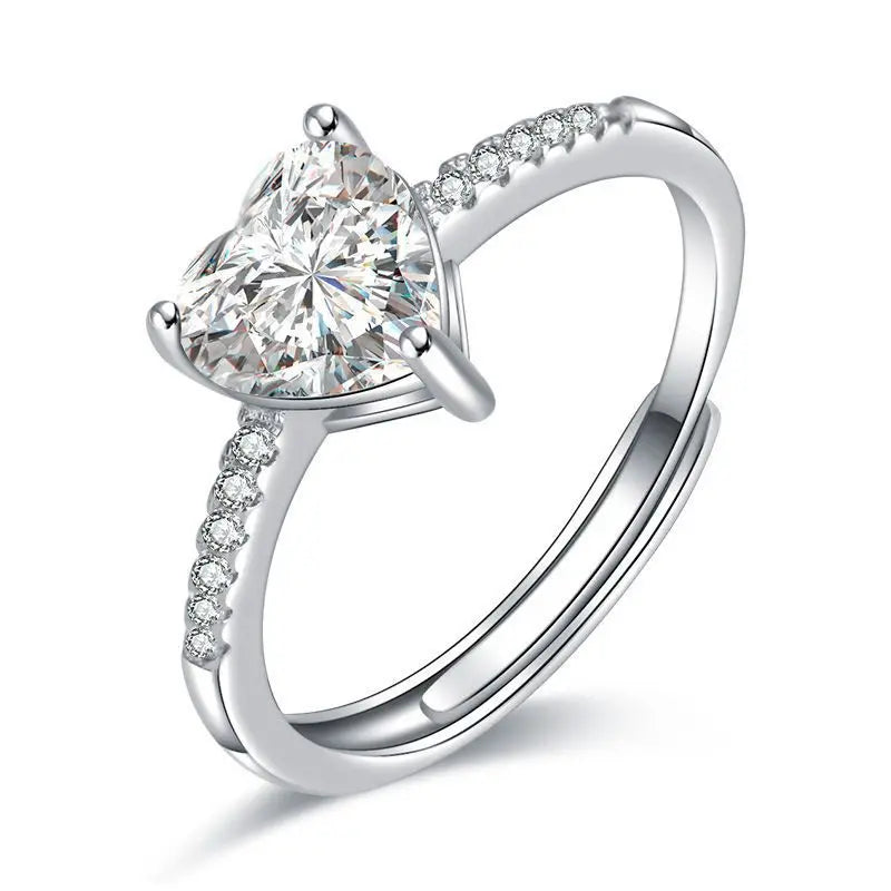 925 Sterling Silver Classic Ring for Women Heart jewelry simple diamond ring imitation diamond women's ring R235 Good Vibrations