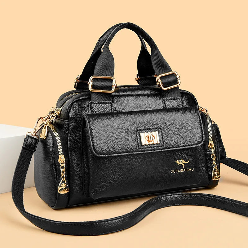 Luxury Designer Purse and Handbag Fashion High Quality Women's Shoulder Bag Large Capacity Soft Leather Locomotive Crossbody Bag Good Vibrations
