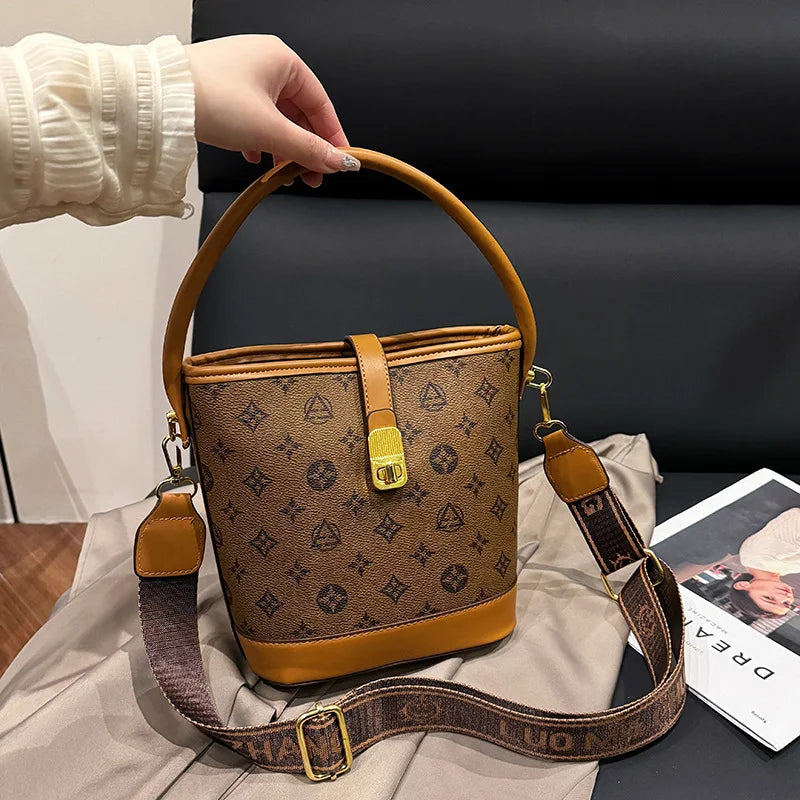 Luxury Bucket Bag - Premium Leather Tote & Crossbody Purse for Women, Spacious Designer Shoulder Bag with Chic Minimalist Style Good Vibrations