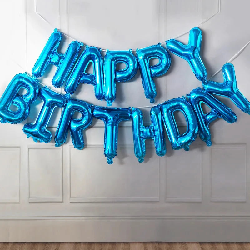 Happy Birthday Balloons Blue Golden Red Pink Black Foil Balloons Boys Girls Birthday Party Decoration Supplies Hanging Decor Good Vibrations