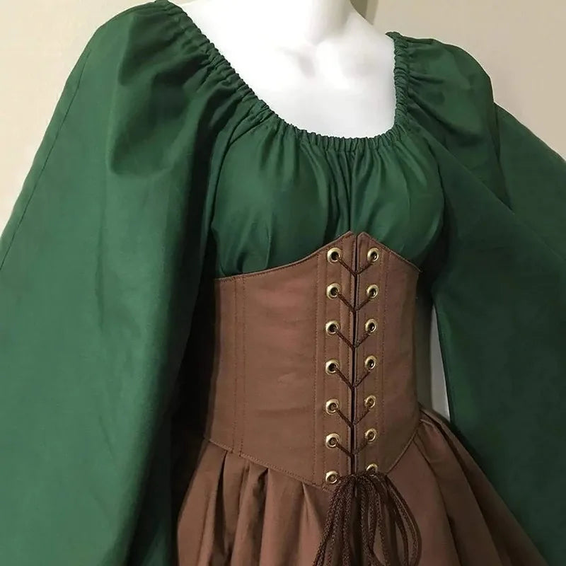 Medieval Costume Women Renaissance Medieval Dress Fairy Elf Traditional Irish Viking Costume Elf Ear for Halloween Party Good Vibrations