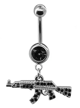 Belly Button rings Gun Dangle navel Ring clear Gem belly button Ring Body piercing Jewelry belly piercing for women Good Vibrations Adult Super Store