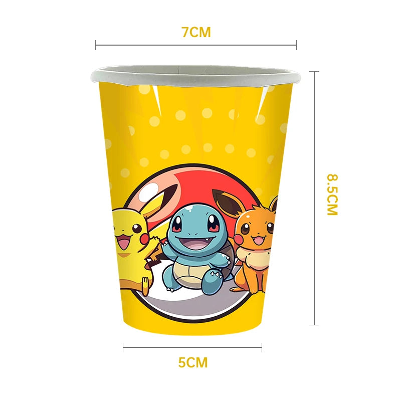 Pokemon Birthday Party Disposable Party Plates Pikachu Theme Tablecloth Character Balloon Birthday Decoration Baby Shower Suppli Good Vibrations