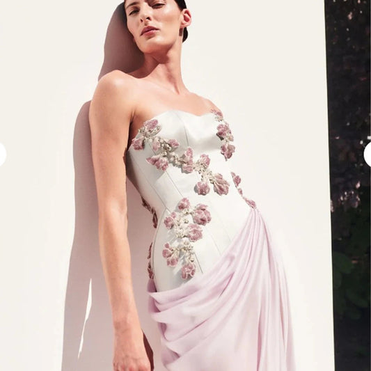 Customized Prom Dresses High quality Fashion Retro Jersey Applique Pleat Ruched Straight Long Dresses Simple Good Vibrations