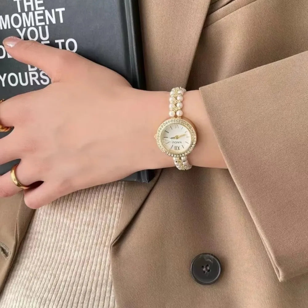 Pearl Studded Strap Women Watch Luxury Ladies Gift Bracelet Watch Fashion Quartz Wristwatches Dropshipping Relojes Para Mujer Good Vibrations