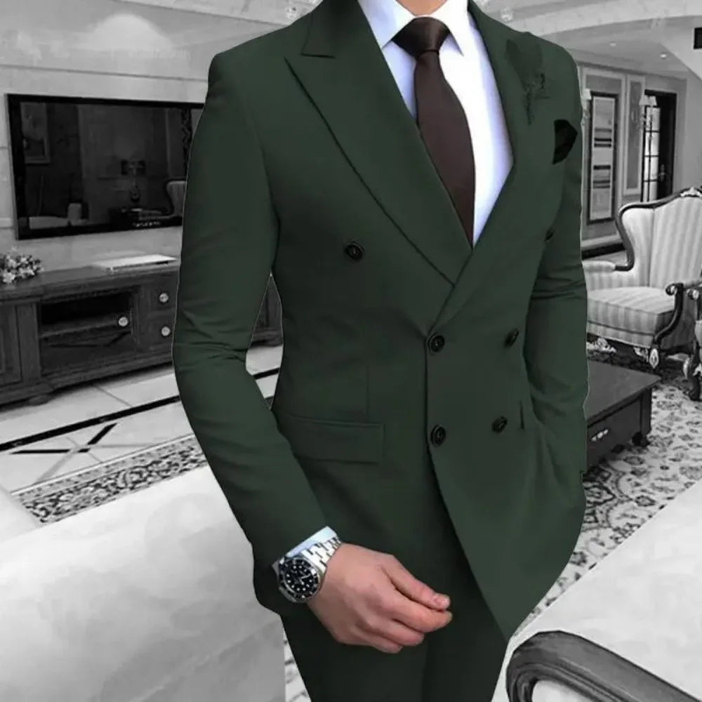 Groomsmen 2-Piece Suit Casual British Style Wedding Dress Shirt Slim Fit Suit for Men Good Vibrations