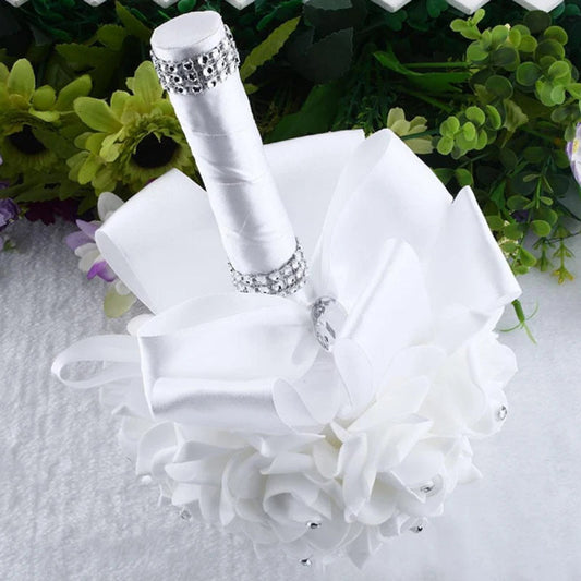 1Pc Rose Bouquet Bridal Wedding PE Foam Flower Ribbon Wedding Simulation Bouquet With Faux Crystal for Party Church Decor Good Vibrations