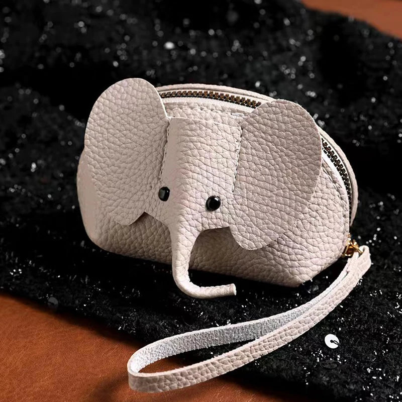 PU Leather Elephant Money Bag Women Coin Purse With Key Ring Multifunctional Zipper Storage Bags Key Case Good Vibrations