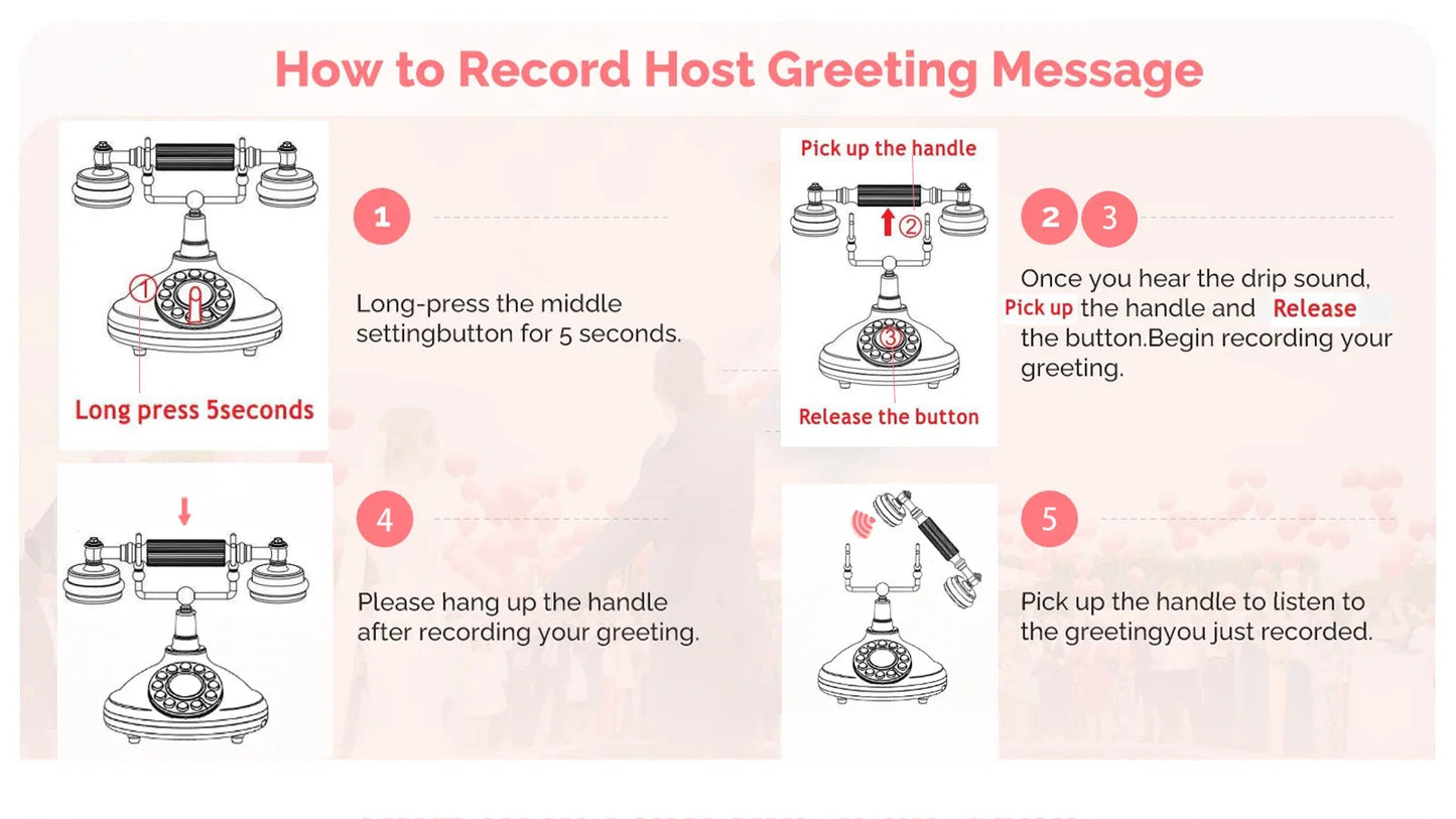 Audio Guestbook Phone Antique Vintage Phone Ceremony Welcome Audio Wedding Guest Book For Wedding Party Birthday Best Price OEM Good Vibrations