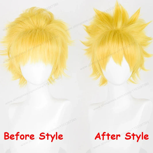 Anime Uzumaki Cosplay Wigs 30cm Short Golden Yellow Hair Heat Resistant Synthetic Wigs Good Vibrations