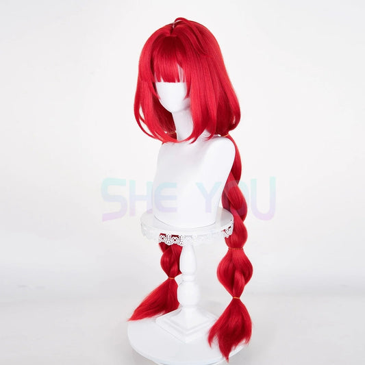ZZZ Ukinami Yuzuha Cosplay Wig 100cm Long Red Wig Cosplay Anime Heat Resistant Synthetic Wig for Halloween Costume Good Vibrations
