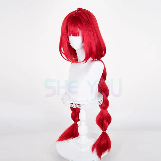 ZZZ Ukinami Yuzuha Cosplay Wig 100cm Long Red Wig Cosplay Anime Heat Resistant Synthetic Wig for Halloween Costume Good Vibrations