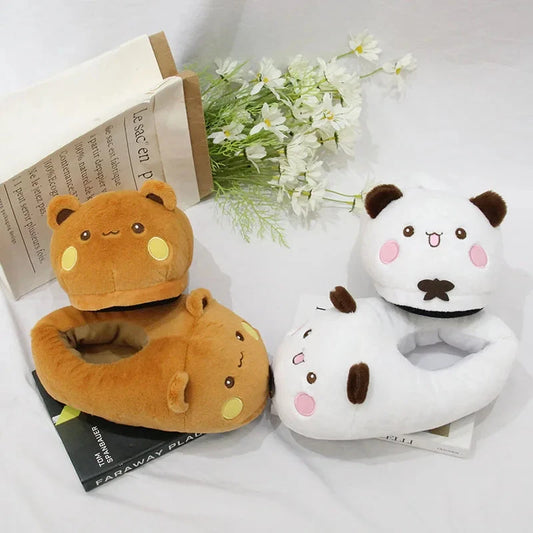 2025 New Panda Bubu And Yier Slippers Cartoon Panda Indoor Couple'S Warm Cotton Slippers Autumn And Winter Gift Birthday Gift Good Vibrations