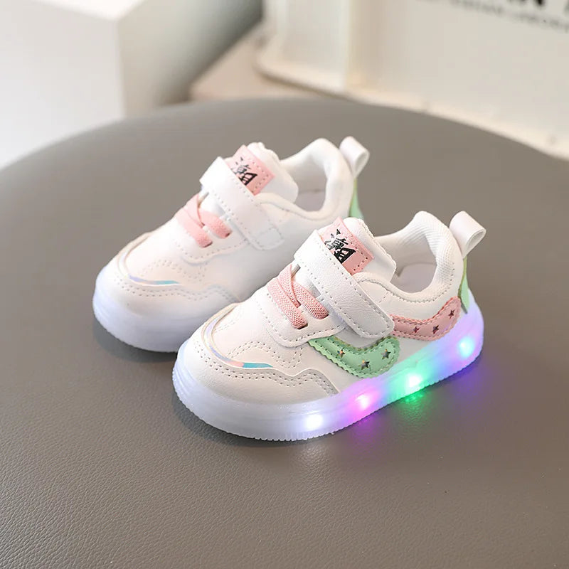 Autumn Light Baby Boy Girls Casual Shoes Outdoor Soft Sole Cute Print Sports Child Sneakers Non-slip Design Kids Shoe Size 21-30 Good Vibrations