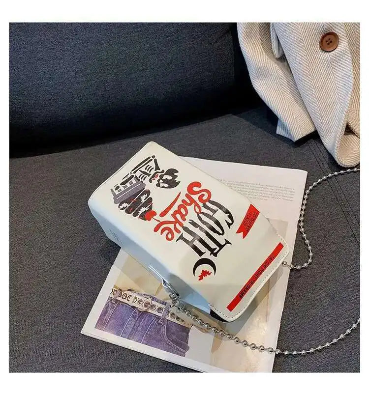 Printed Graffiti Small Square Bag Fashion Cool Crossbody Bag Funny Box Shoulder Bag For Girls Good Vibrations