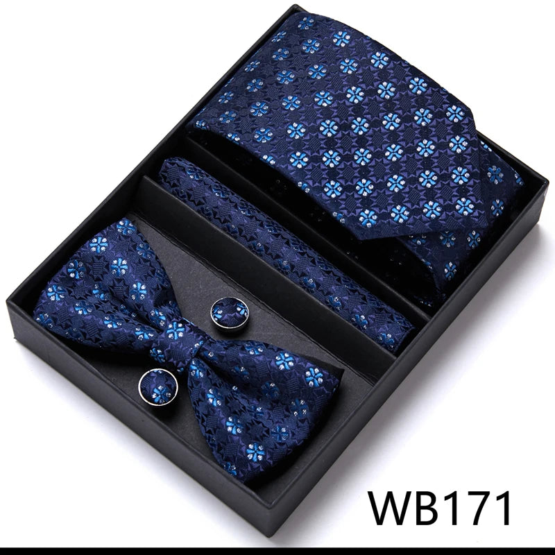 Tie For Men Formal Dress Tuxedo NeckTie Handkerchief Bow Tie Set PlaisyParty Groom Wedding Butterfly Bowtie In Box Good Vibrations