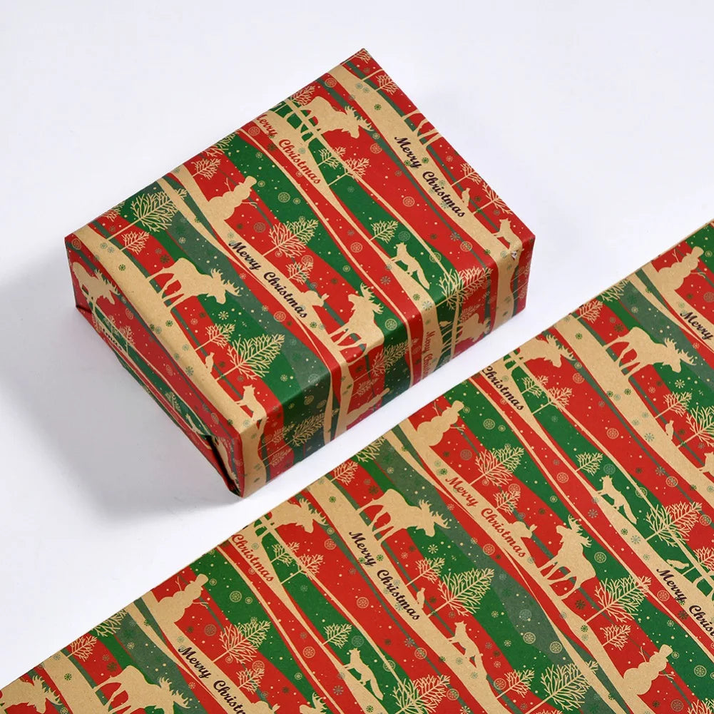 Christmas Gift Wrapping Paper Flower Bouquet Packing Kraft Paper DIY Crafts Paper Christmas New Year Party Packaging Decoration Good Vibrations