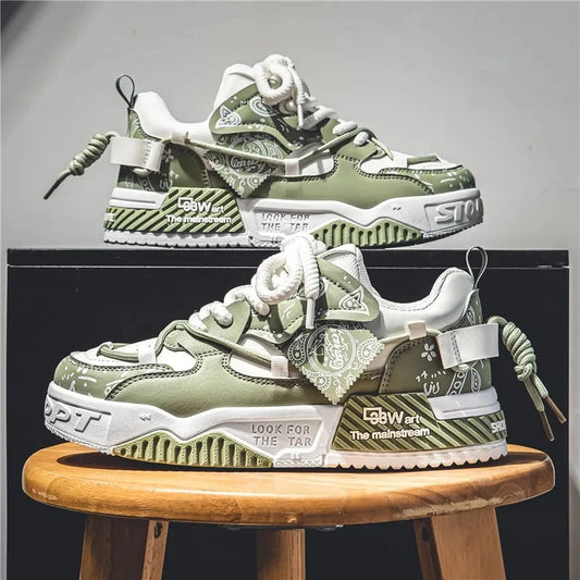 Platform Men's Sneakers Fashion Men Casual Shoes Autumn Designer Breathable Running Men Shoe Personality Lace Up Tenis Masculino Good Vibrations