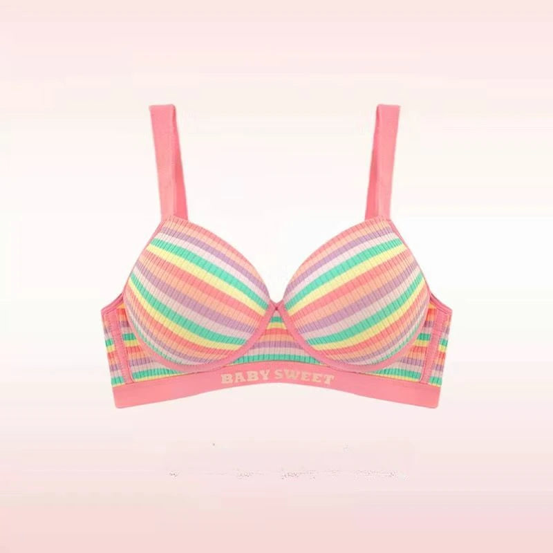 Sexy Bra for Women Tops Dopamine Rainbow Girl Seamless Bra Steel Ring Free Underwear Lingerie Bralette Good Vibrations