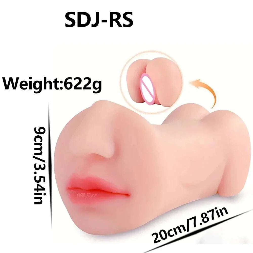 Artificial vagina masturbation realistic pocket pussy sex toy with oral mouth shape.