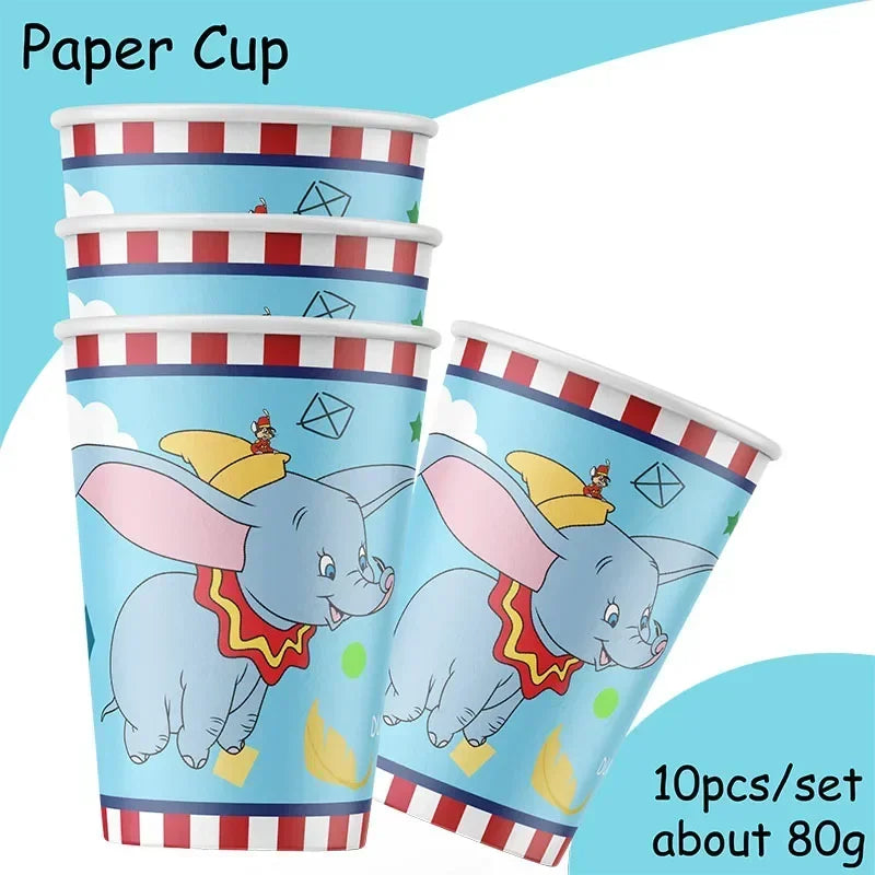 Dumbo Cute Birthday Party Decorations Tableware Kids Cups Plates Tablewares Set Baby Shower Party Supplies for Children's Day Good Vibrations