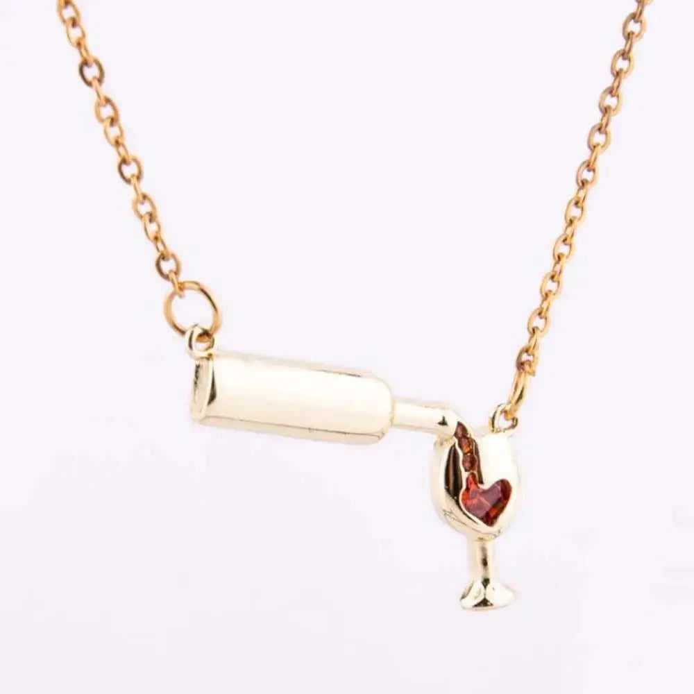 Party Romantic Wineglass Alloy Gift For Women Love Heart Glass Bottle Jewelry Necklace Choker Pendant Good Vibrations Adult Super Store