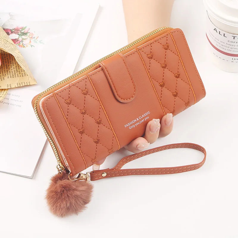 Women Long Wallet Pu Leather Card Holder Large Capacity Hasp Zipper Coin Purse Multi Card Organizer Cell Phone Wristlet Handbag Good Vibrations