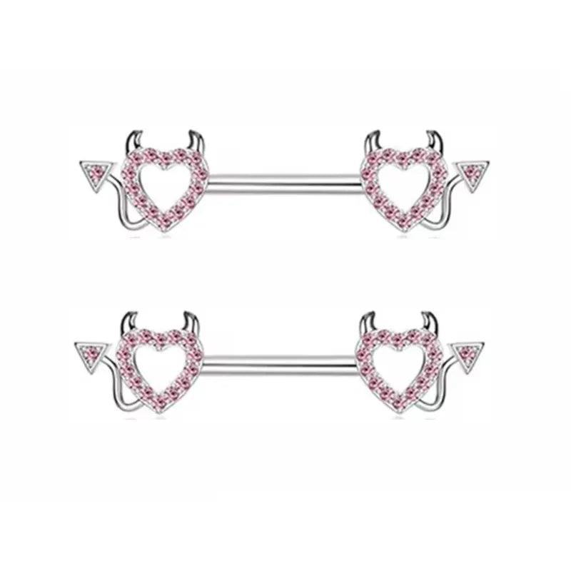 1Pair Pink Butterfly Nipple Piercing Jewelry Shiny Crystal Nipple Rings For Women Girls Heart Nipple Barbells Piercing Pezon Good Vibrations Adult Super Store